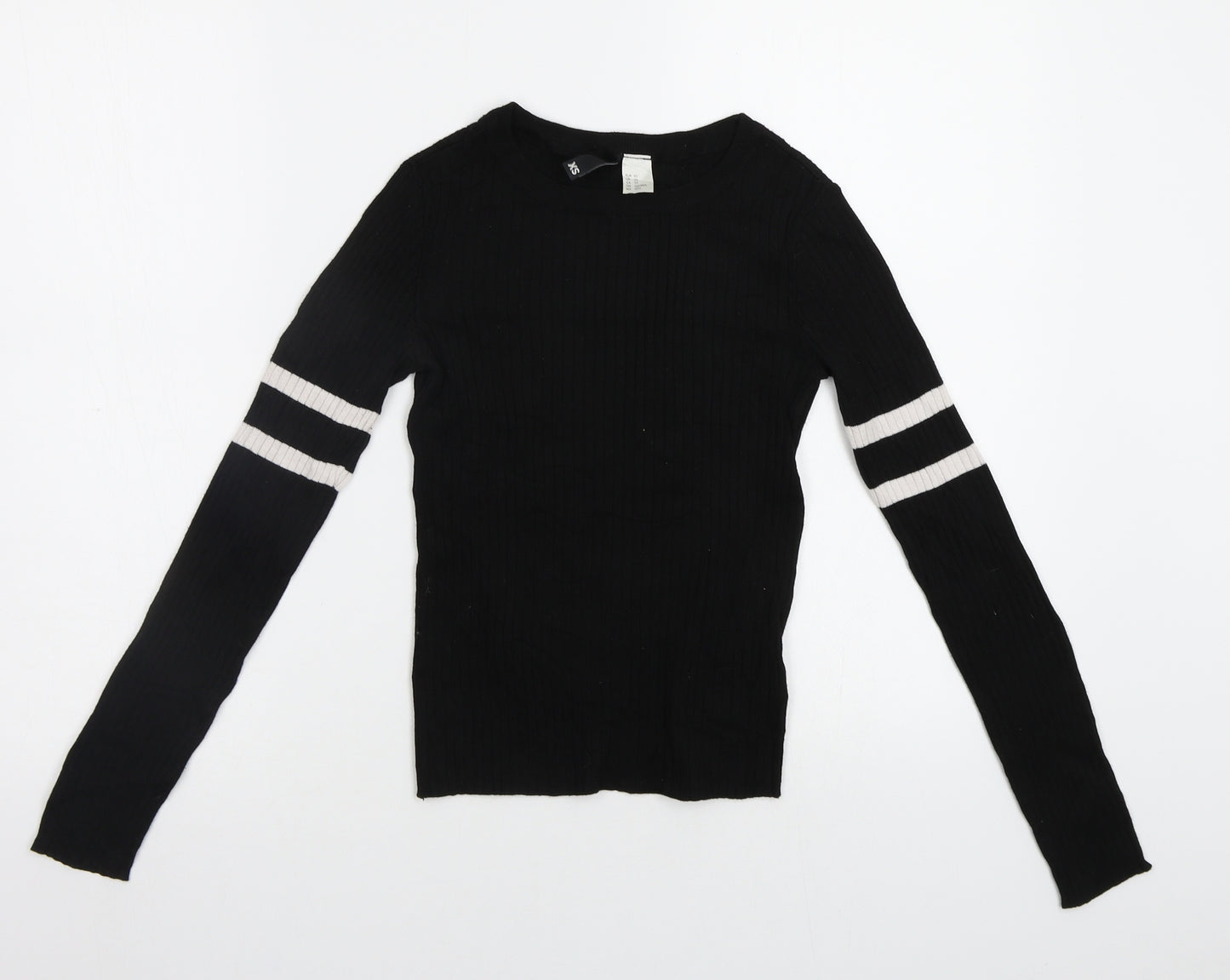 H&M Womens Black Striped  Pullover Jumper Size XS