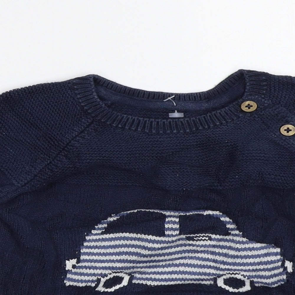 Nutmeg Baby Blue Striped  Pullover Jumper Size 18-24 Months  - Car