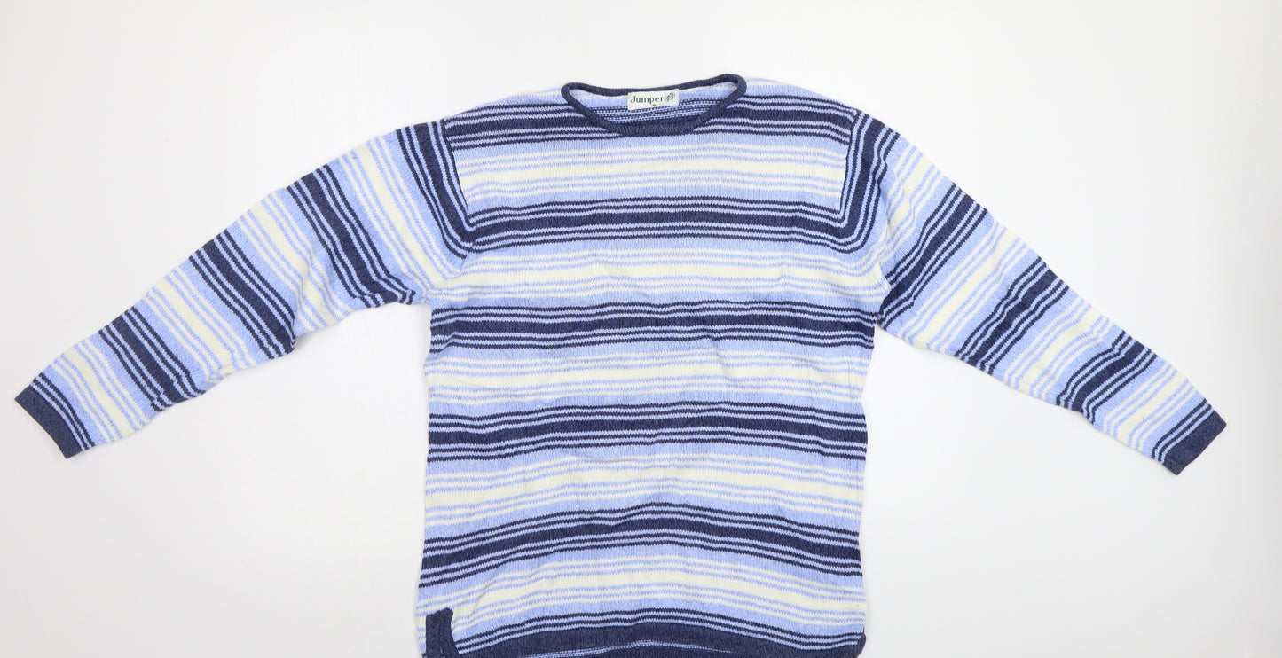 Jumper Womens Blue Striped  Pullover Jumper Size M