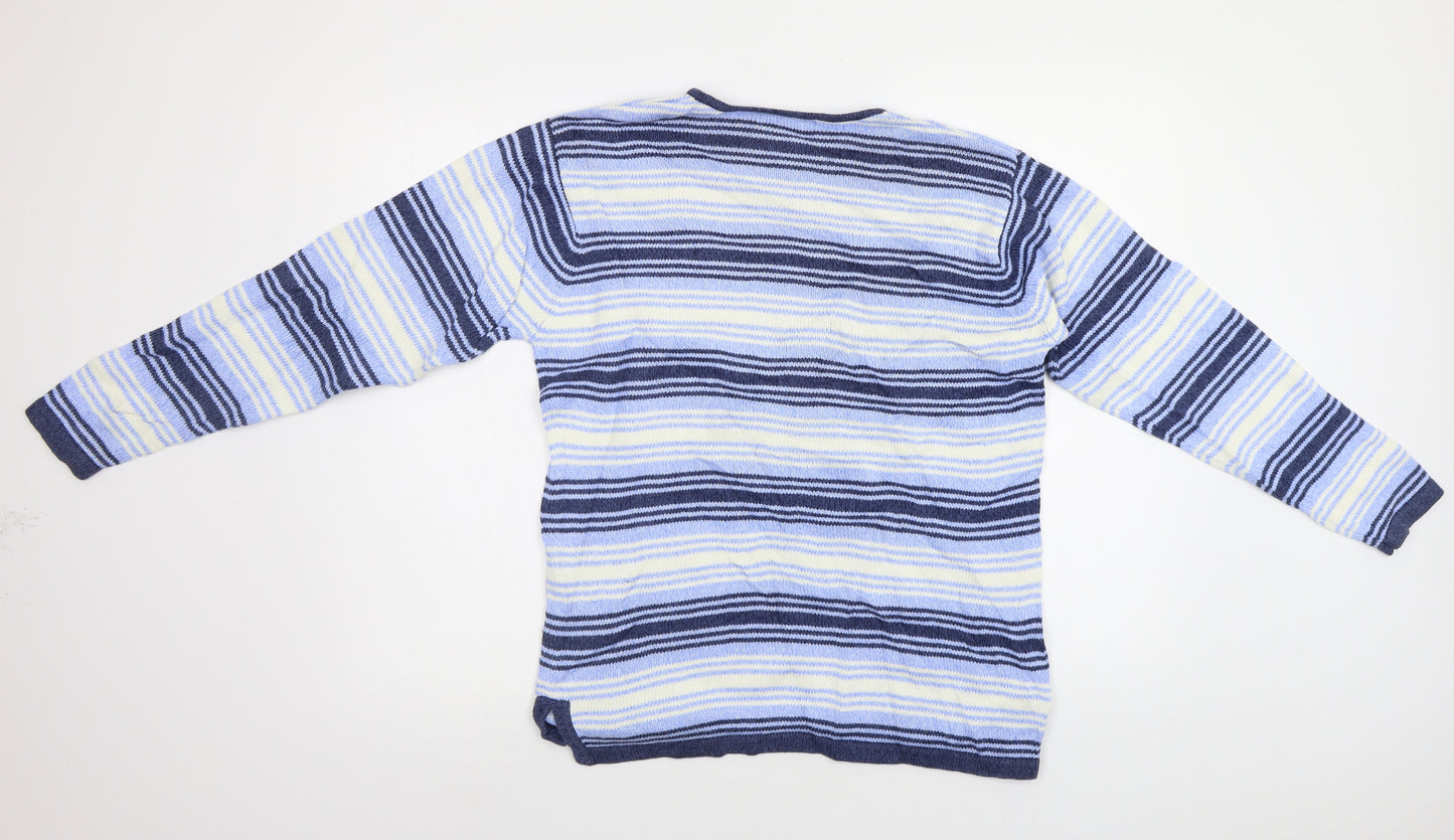 Jumper Womens Blue Striped  Pullover Jumper Size M