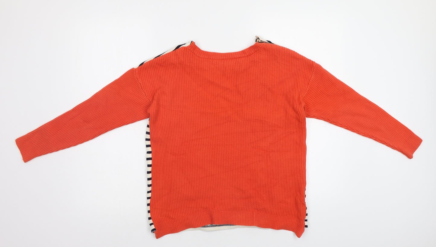 Edition  Womens Red Striped  Pullover Jumper Size M