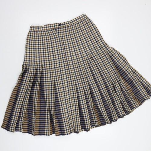 Preworn Womens Beige Check  Flare Skirt Size M
