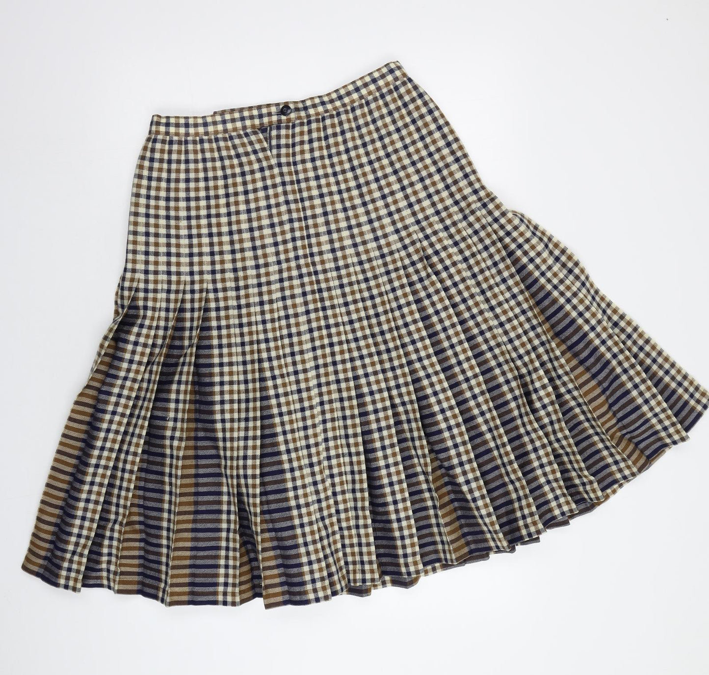 Preworn Womens Beige Check  Flare Skirt Size M