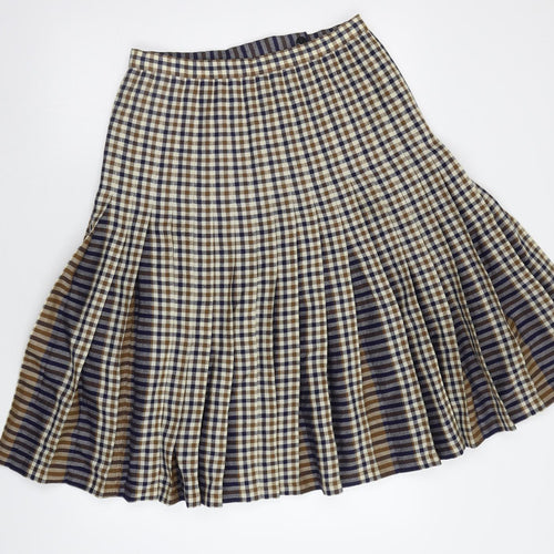 Preworn Womens Beige Check  Flare Skirt Size M