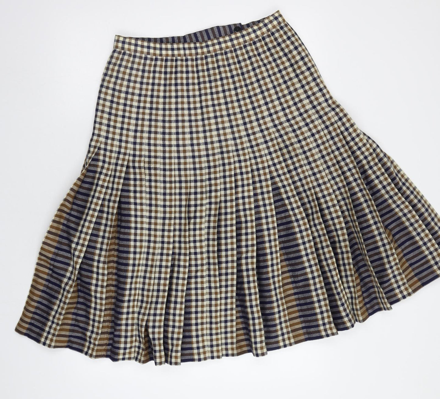 Preworn Womens Beige Check  Flare Skirt Size M