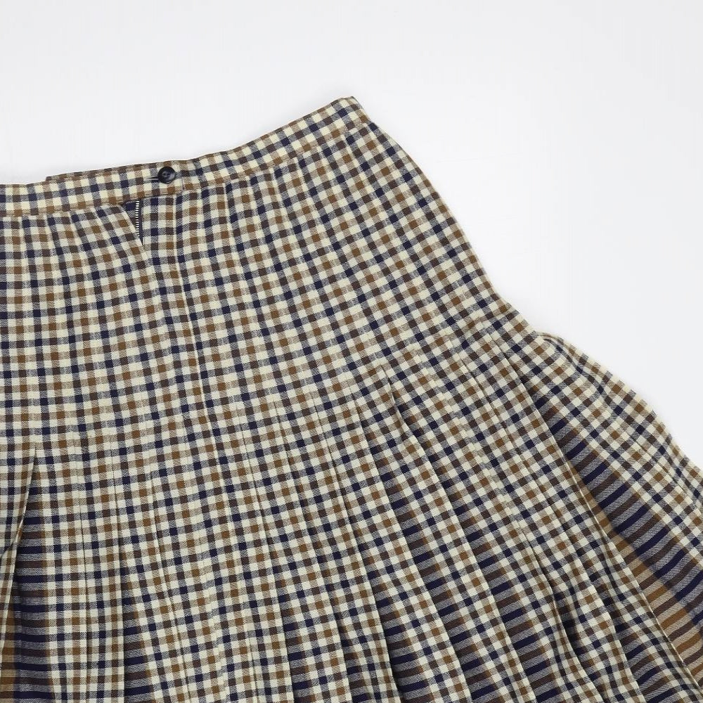 Preworn Womens Beige Check  Flare Skirt Size M