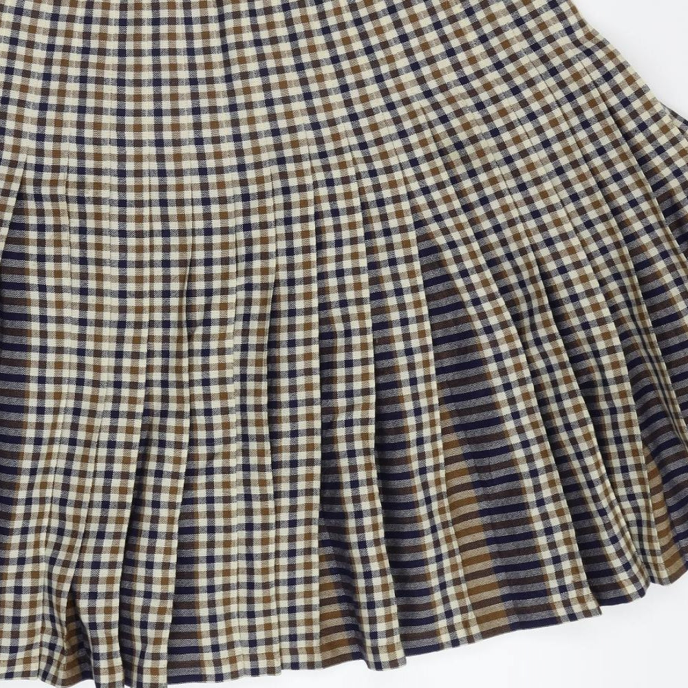 Preworn Womens Beige Check  Flare Skirt Size M