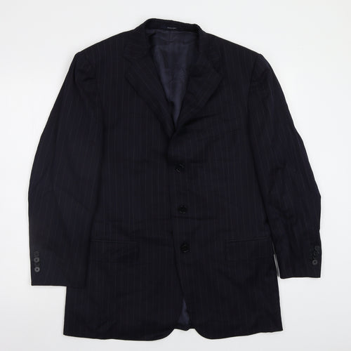 Preworn Mens Blue Striped  Jacket Blazer Size 40