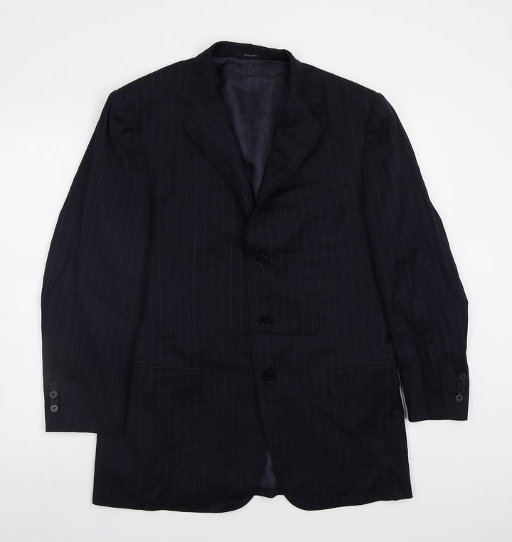 Preworn Mens Blue Striped  Jacket Blazer Size 40