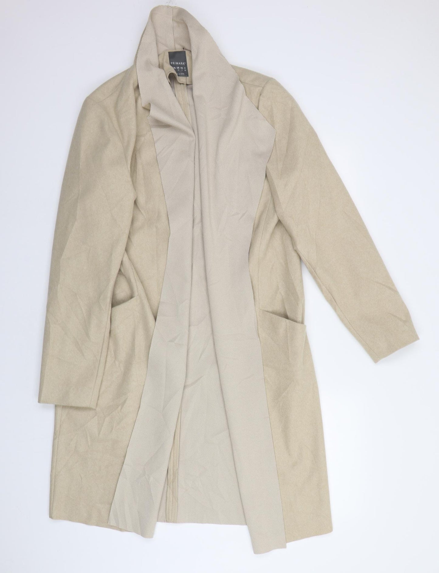 Primark Womens Beige   Overcoat Blazer Size 14