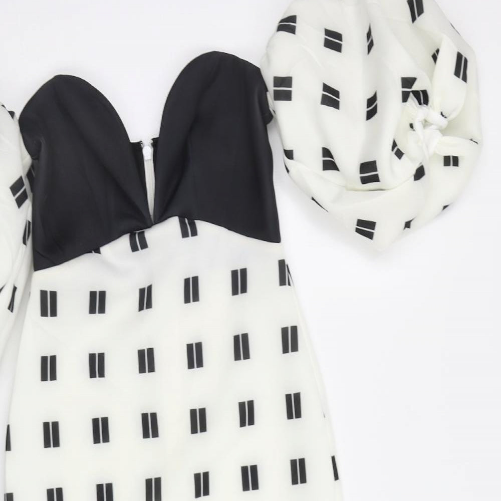 ASOS Womens White Geometric  Bodycon  Size 8