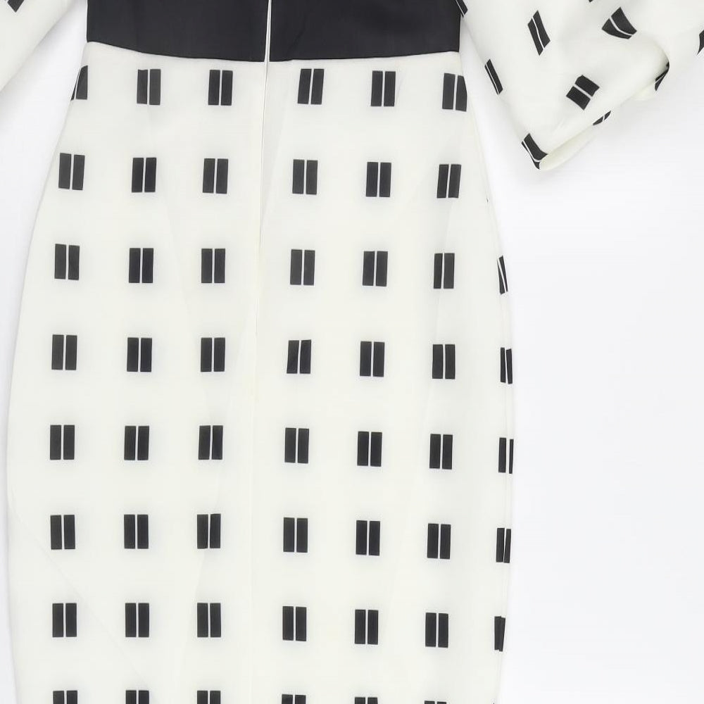 ASOS Womens White Geometric  Bodycon  Size 8