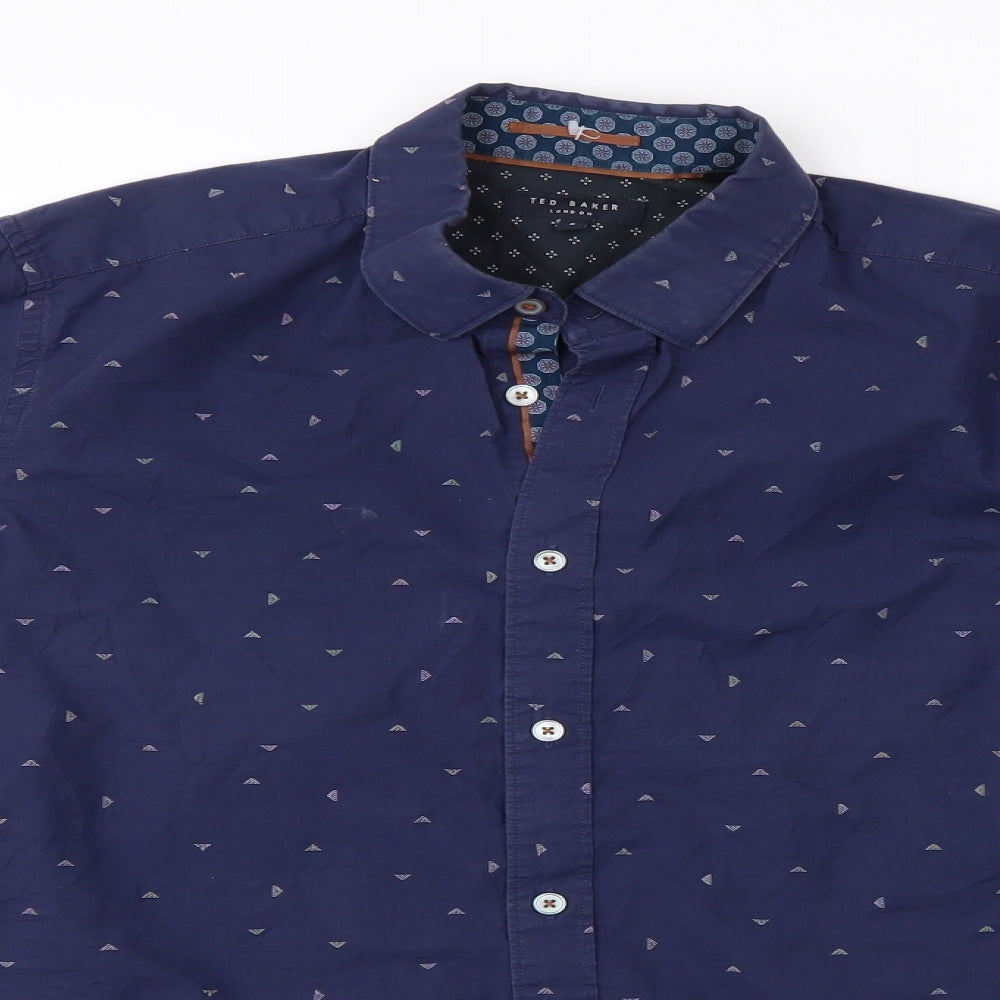 Ted Baker Mens Blue Geometric   Button-Up   - Ted Baker Shirt
