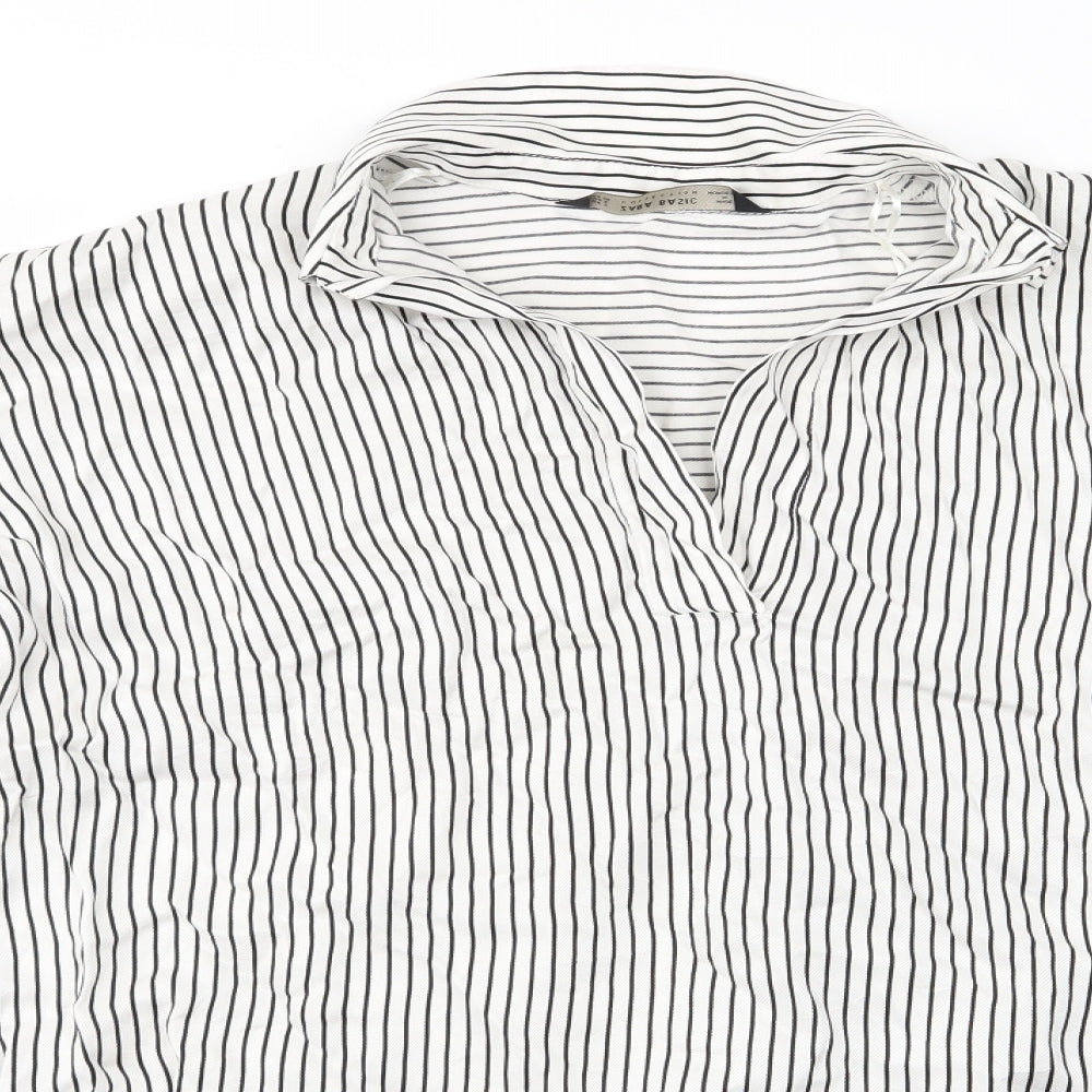 Zara Basic Womens Multicoloured Striped  Basic Blouse Size 6  - Zara Basic
