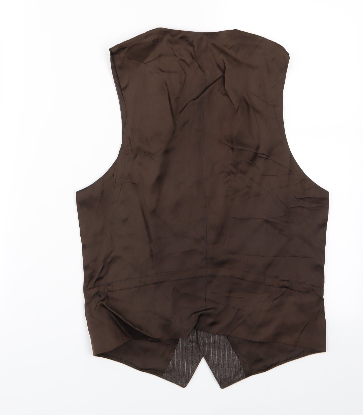 Mens Brown Striped   Button-Up   - Waistcoat