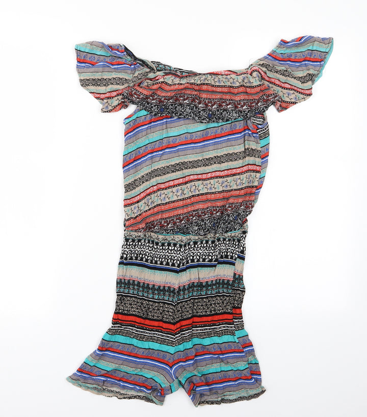 Atmosphere Womens Multicoloured Striped Playsuit One-Piece Size 6 - Atmosphere Shorts playsuit