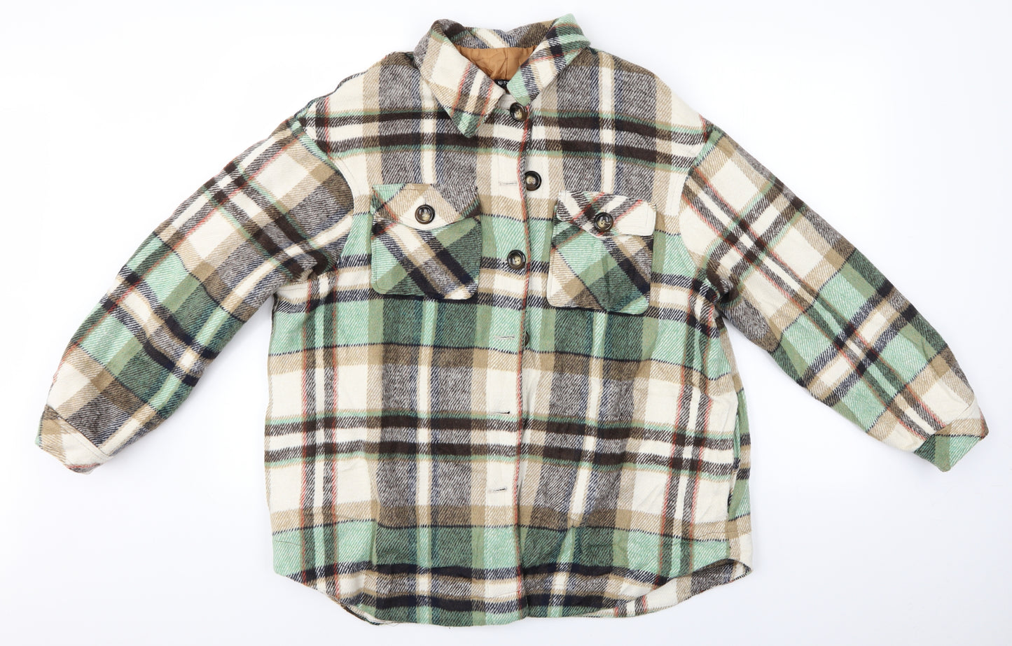 Nasty Girl Womens Multicoloured Check  Basic Button-Up Size 14  - Padded shirt