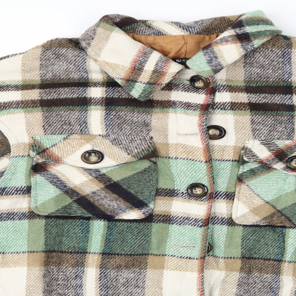 Nasty Girl Womens Multicoloured Check  Basic Button-Up Size 14  - Padded shirt