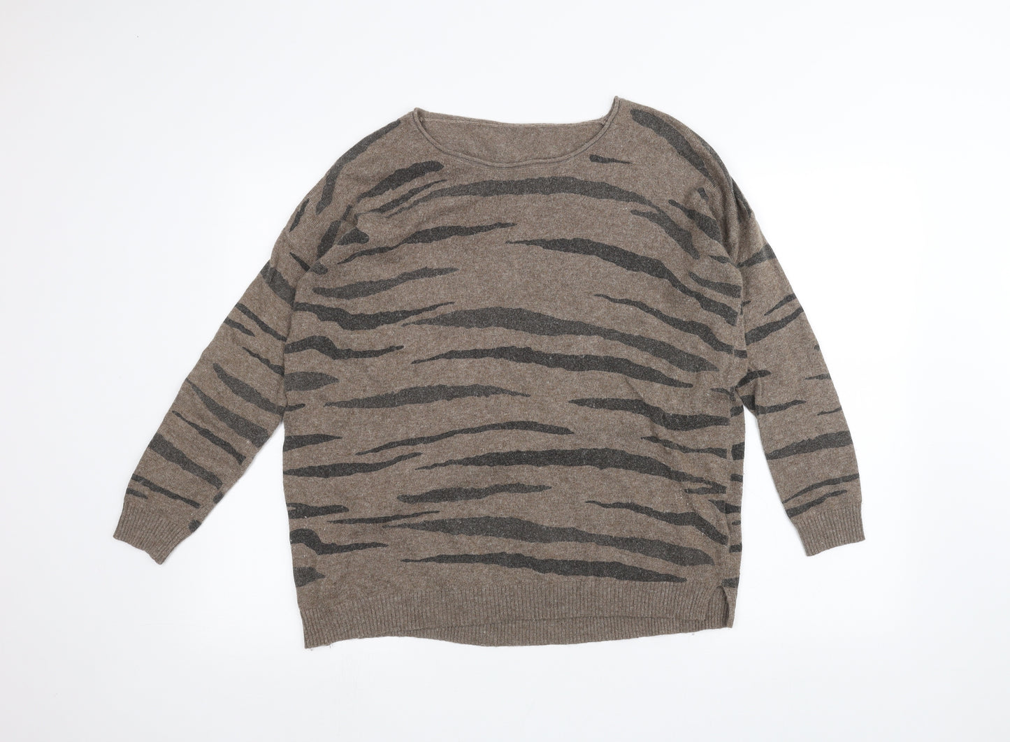 Saint Tropez Clothing Womens Brown Striped  Pullover Jumper Size M