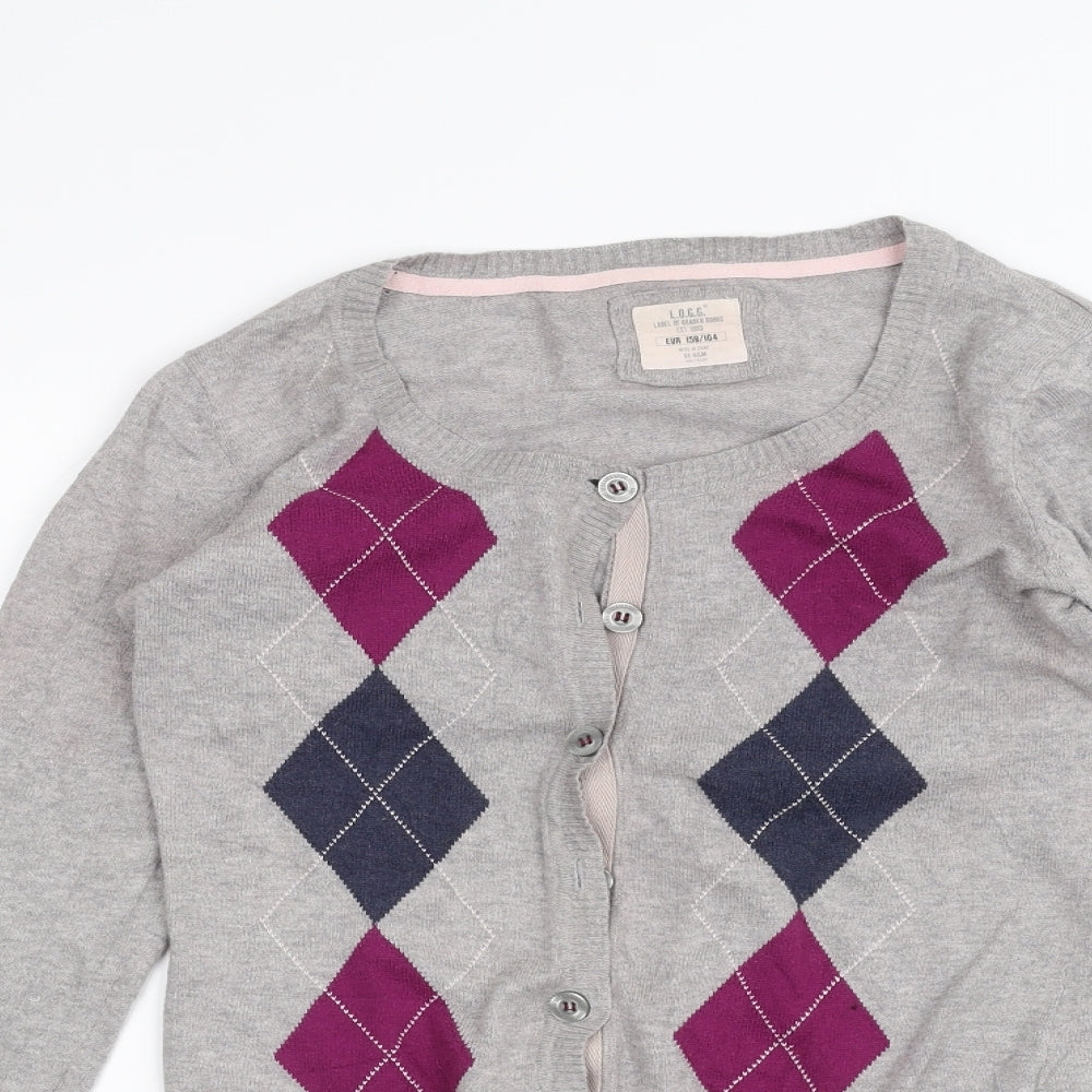 H&M Girls Grey   Cardigan Jumper Size 13-14 Years