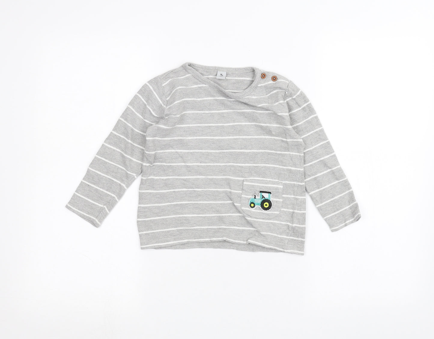 TU Girls Grey Striped  Pullover Jumper Size 2-3 Years