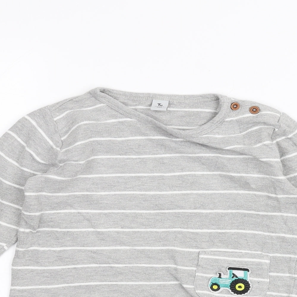TU Girls Grey Striped  Pullover Jumper Size 2-3 Years