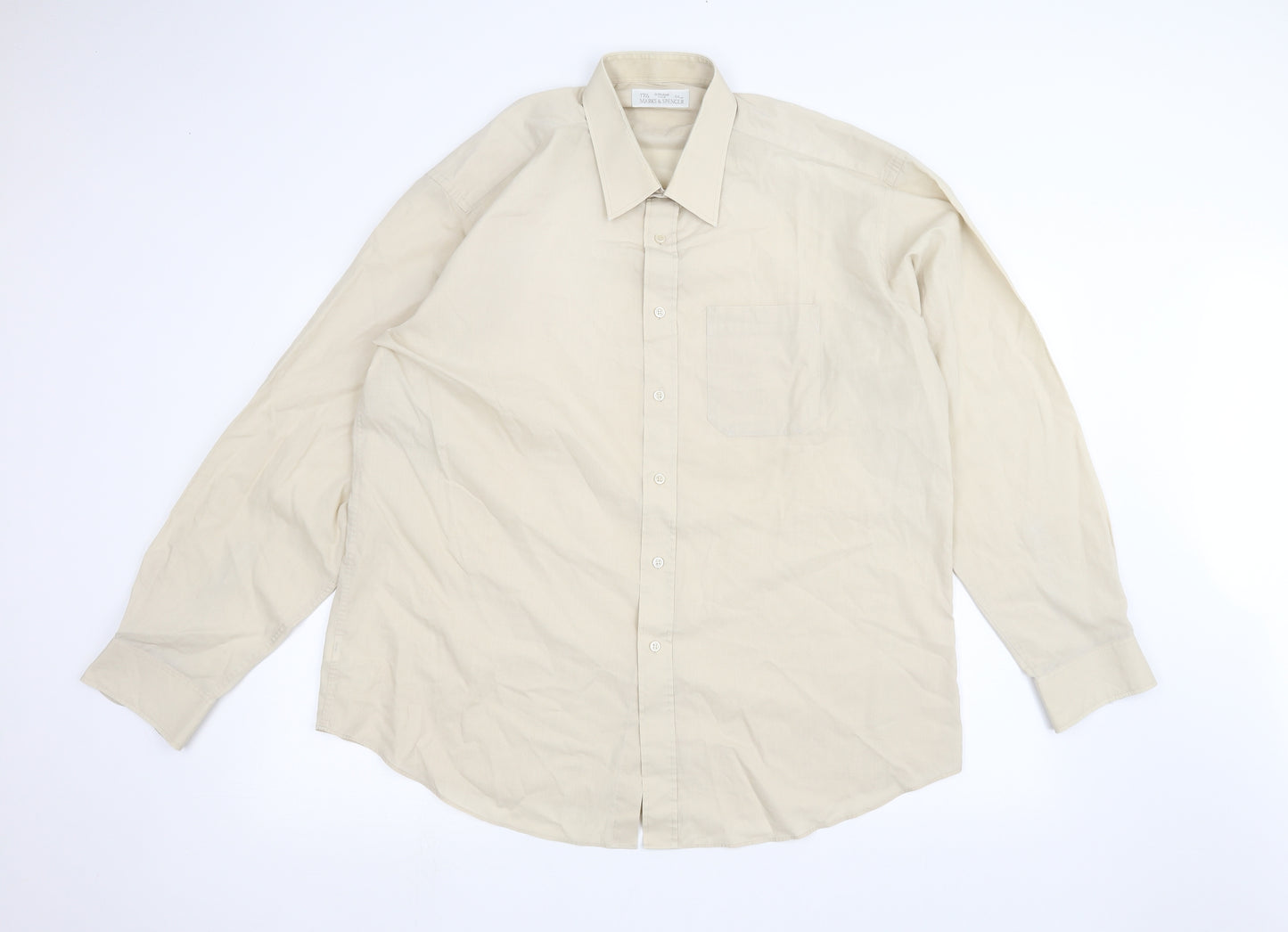Marks and Spencer Mens Beige    Dress Shirt Size 17.5