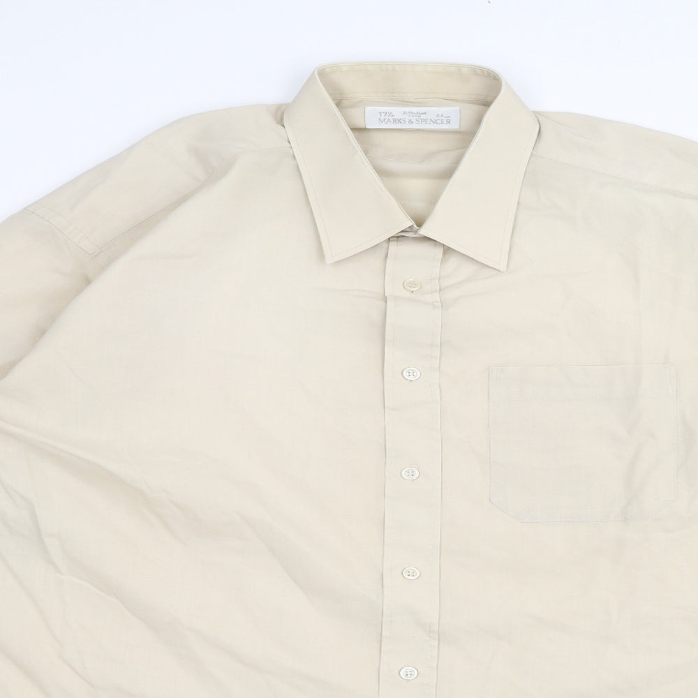 Marks and Spencer Mens Beige    Dress Shirt Size 17.5