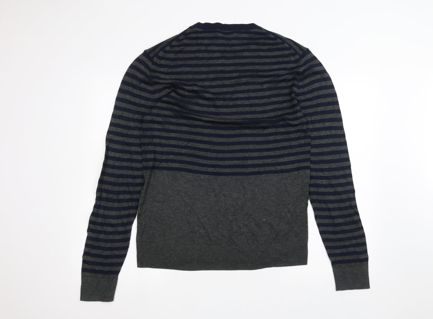 French Connection Womens Grey Striped  Basic T-Shirt Size M