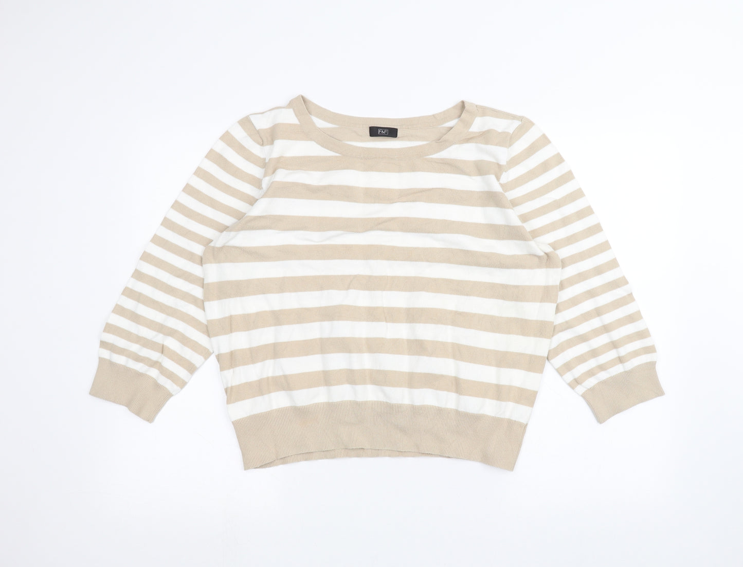 F&F Womens White Striped  Pullover Jumper Size 20