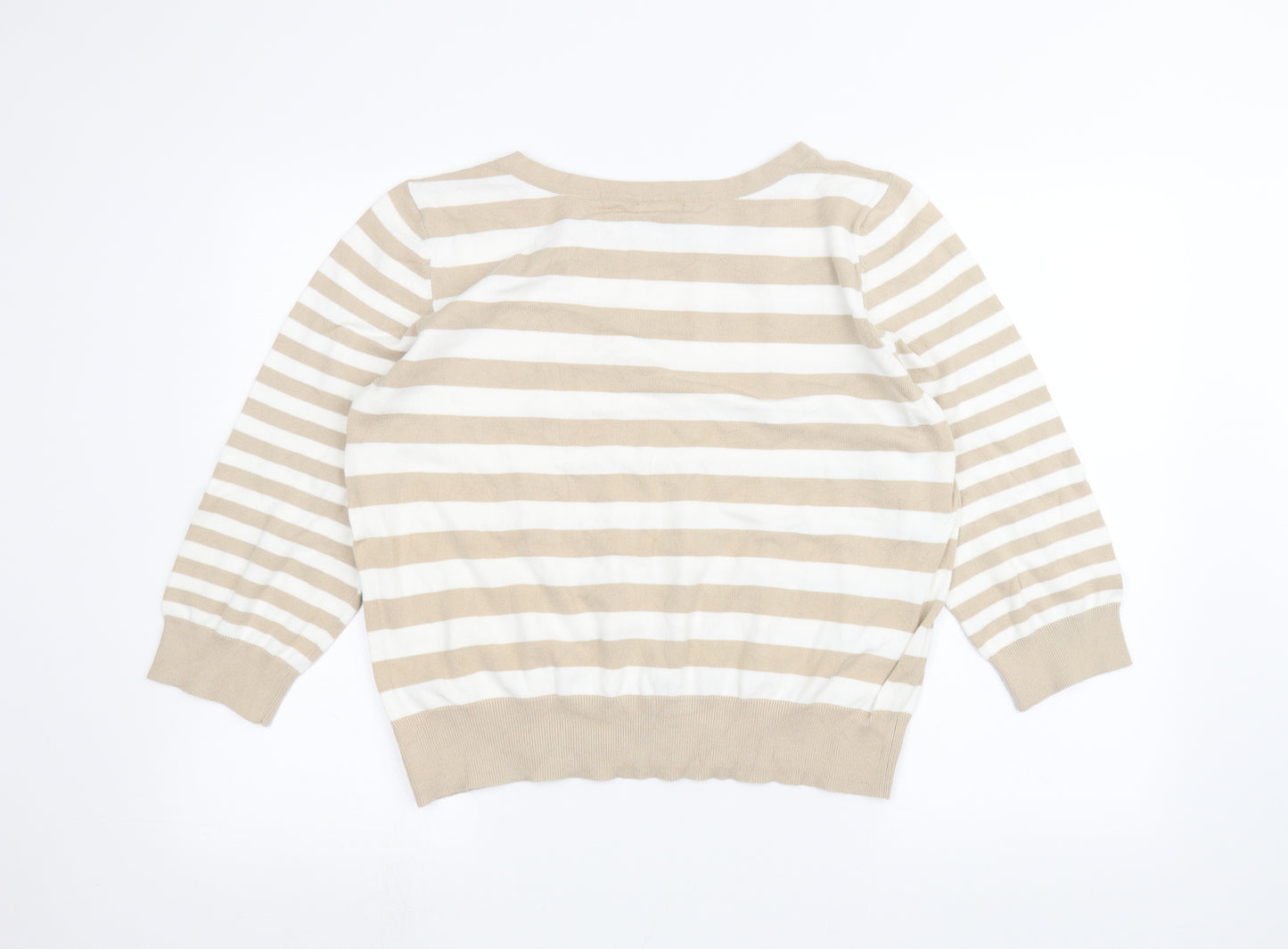 F&F Womens White Striped  Pullover Jumper Size 20
