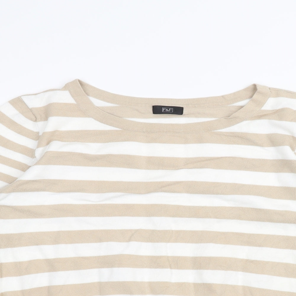 F&F Womens White Striped  Pullover Jumper Size 20