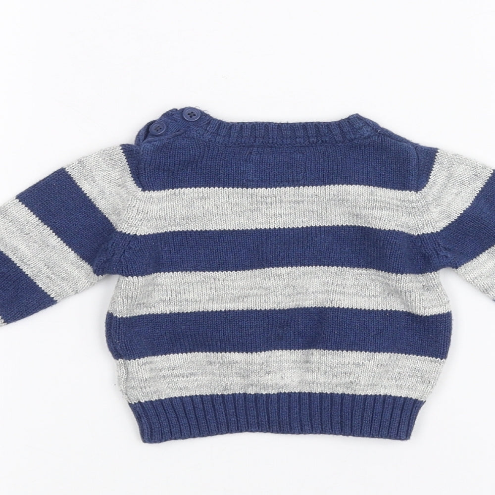 Earlydays Baby Blue Striped  Pullover Jumper Size 0-3 Months