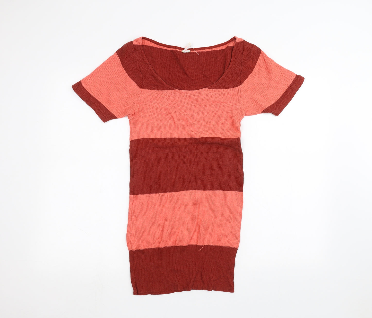 Free People Womens Red Striped  Basic T-Shirt Size S