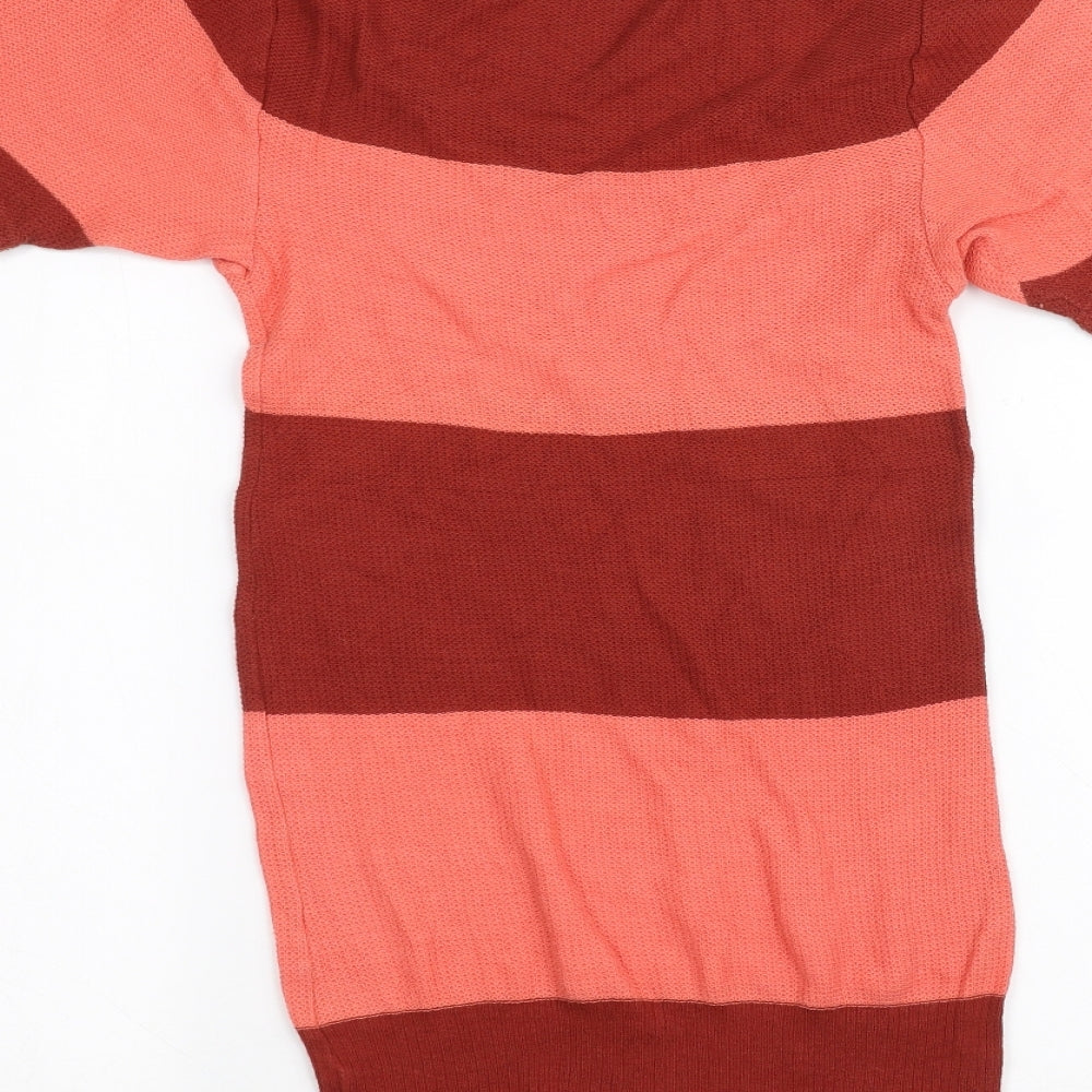 Free People Womens Red Striped  Basic T-Shirt Size S