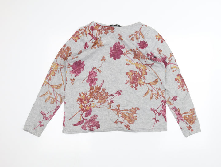 Bonmarché Womens Grey Floral  Pullover Jumper Size 14