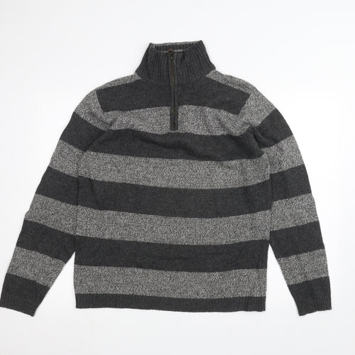 Boston crew Mens Black Striped  Pullover Jumper Size M
