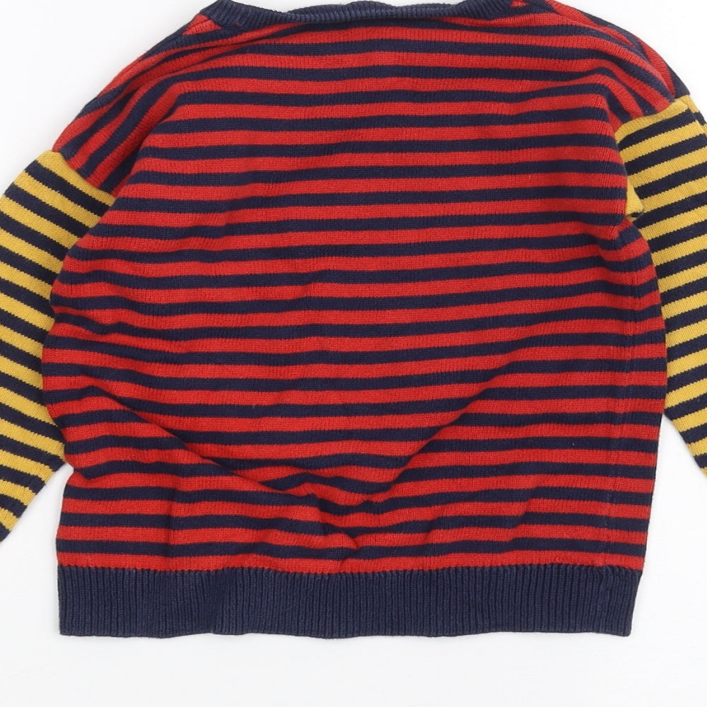 F&F Boys Red Striped  Pullover Jumper Size 4-5 Years