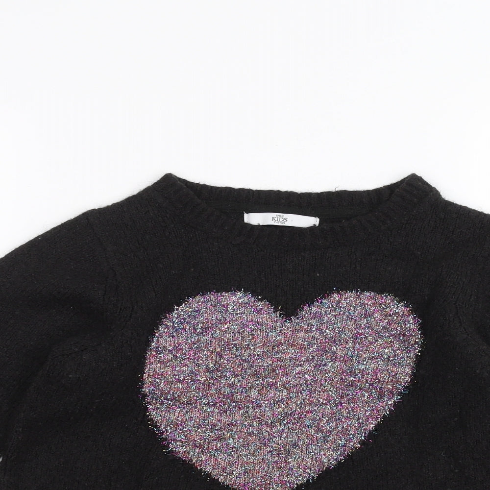 Marks and Spencer Girls Black   Pullover Jumper Size 7-8 Years
