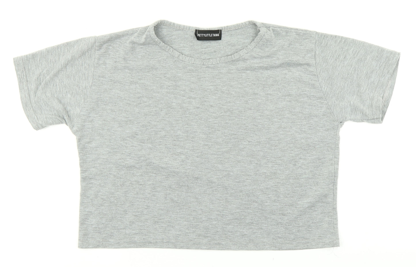 PRETTYLITTLETHING Womens Grey   Cropped T-Shirt Size 10