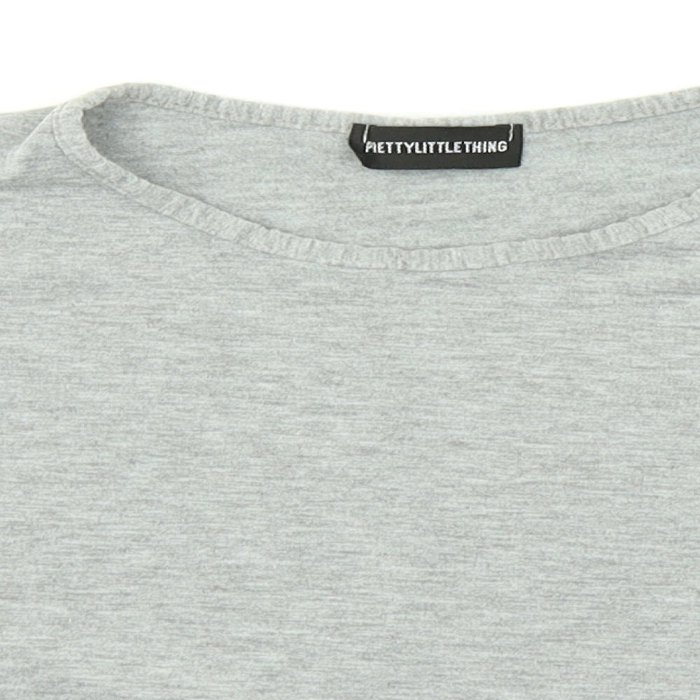 PRETTYLITTLETHING Womens Grey   Cropped T-Shirt Size 10