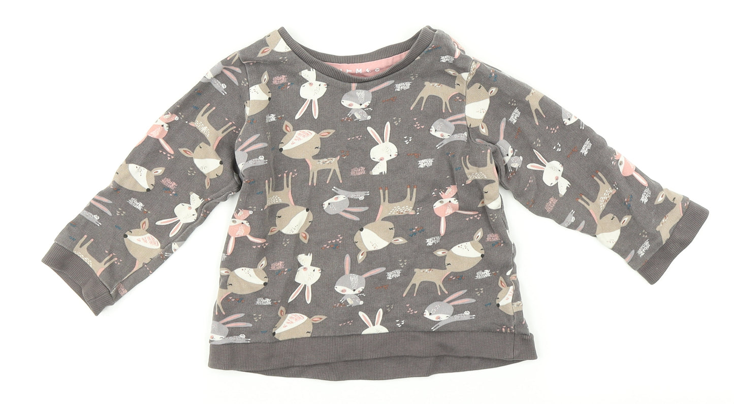 Nutmeg Girls Brown Animal Print  Pullover Jumper Size 18-24 Months