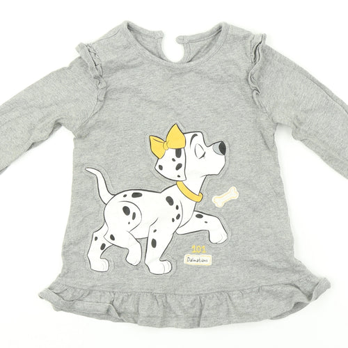 George Girls Grey   Basic T-Shirt Size 12-18 Months  - 101 Dalmatians