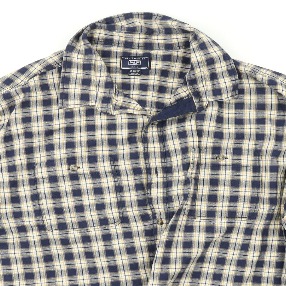 F&F Mens Multicoloured Check   Button-Up Size 34
