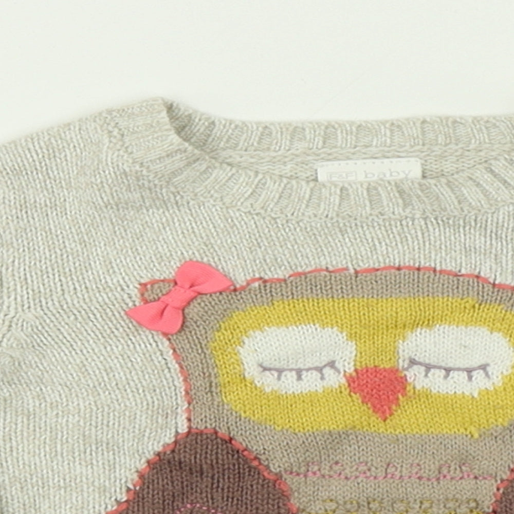 F&F Girls Multicoloured   Pullover Jumper Size 6-9 Months