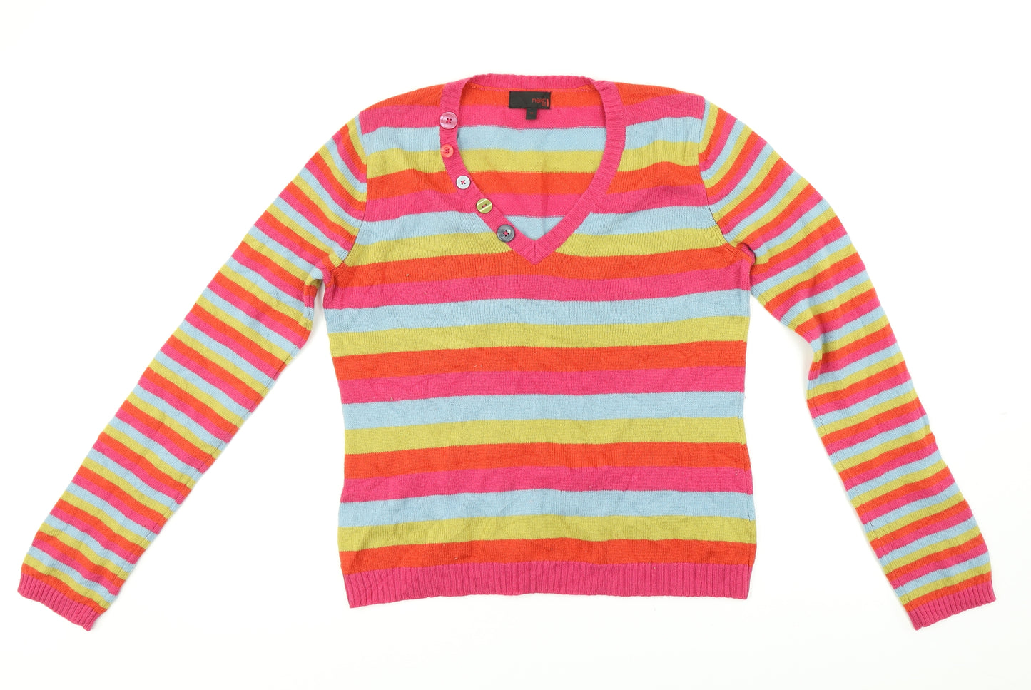 NEXT Womens Multicoloured Striped  Pullover Jumper Size 16
