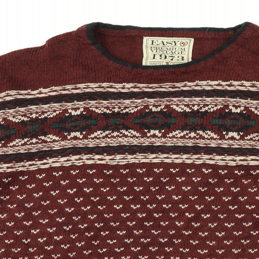 Easy premium vintage Mens Multicoloured Argyle/Diamond  Pullover Jumper Size L