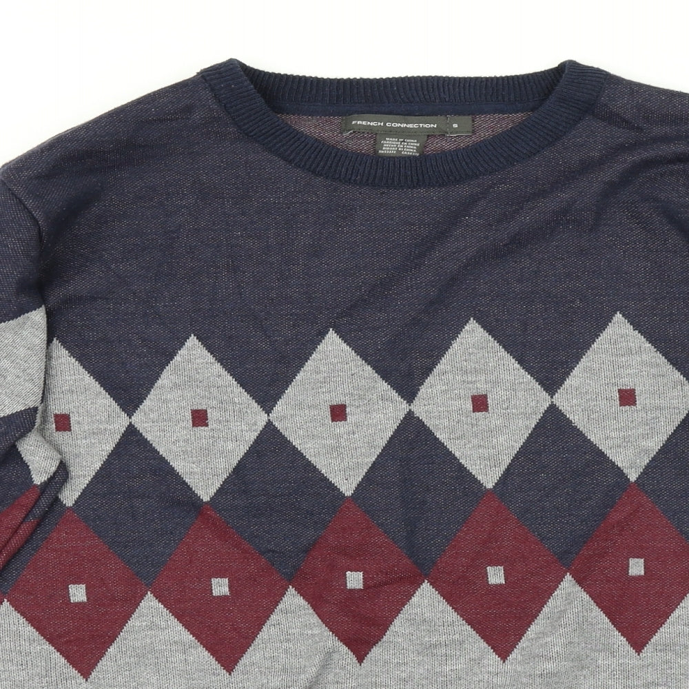 French Connection Mens Multicoloured Argyle/Diamond  Pullover Jumper Size S