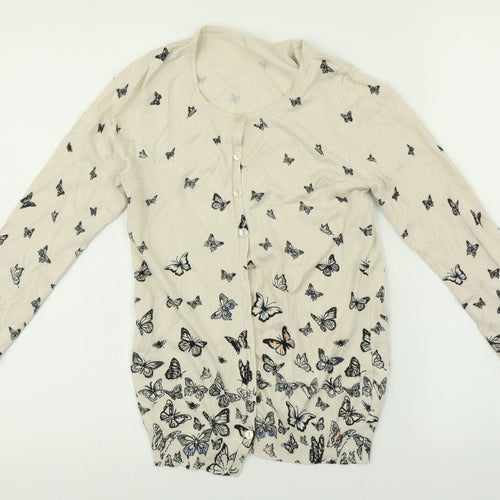 Preworn Womens Beige Animal Print  Cardigan Jumper