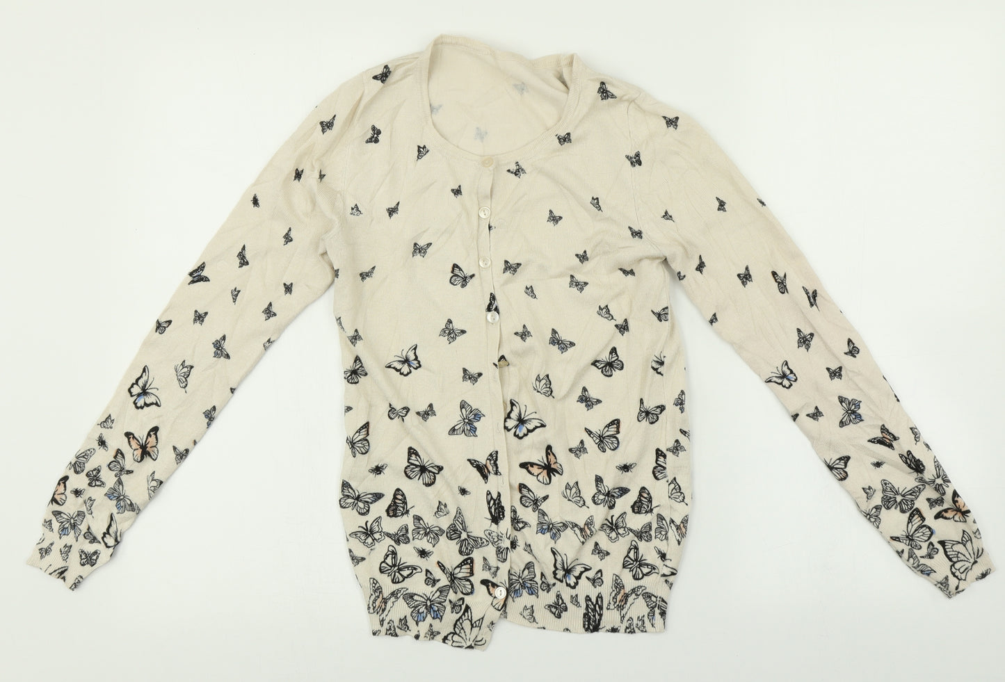 Preworn Womens Beige Animal Print  Cardigan Jumper